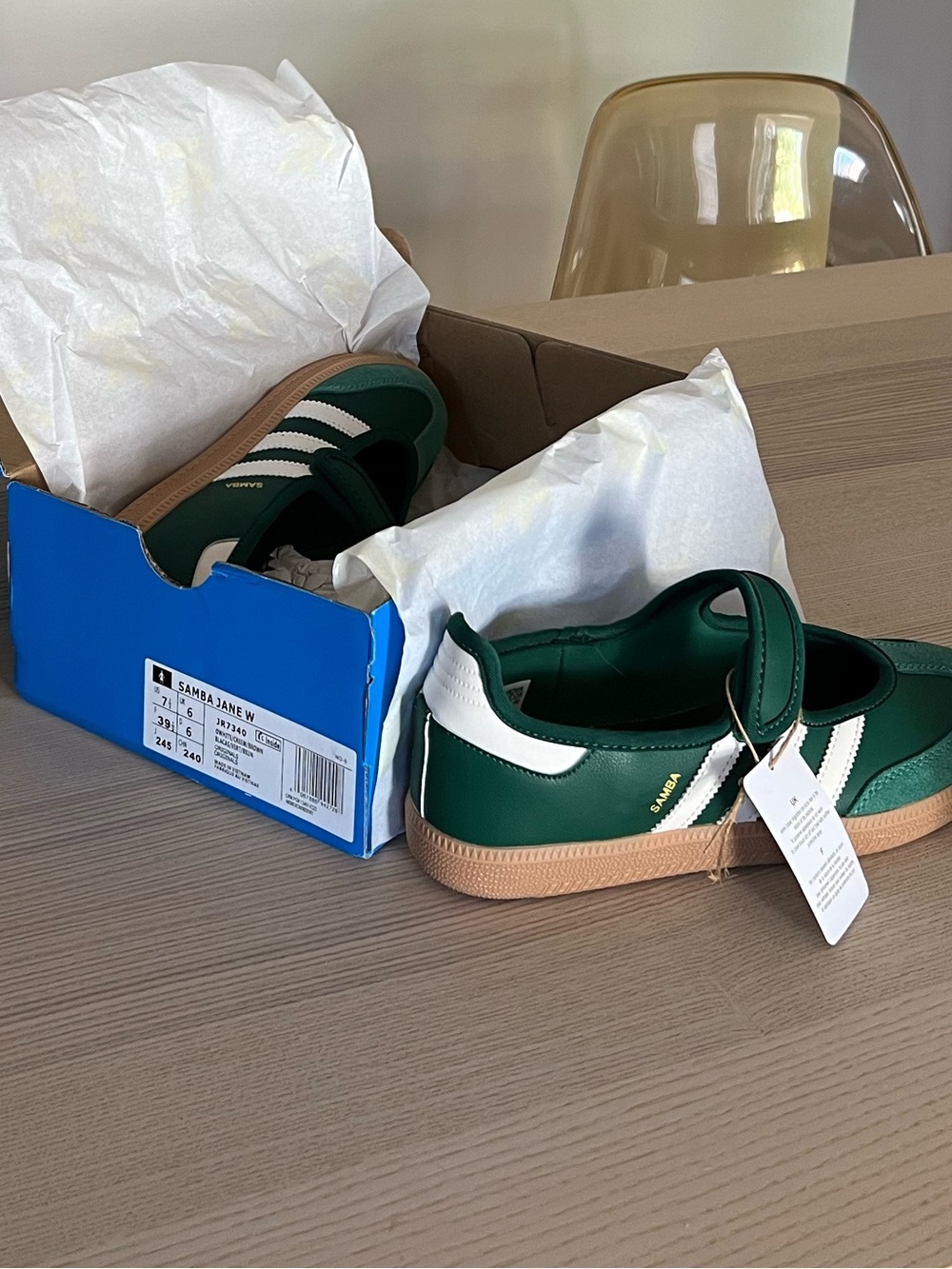 Adidas Samba Jane Green 7.5 Womens Mary Jane Sneakers - Picture 8 of 10